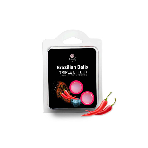 2 boules de massage brésiliennes triple effet froid, chaud et vibration 